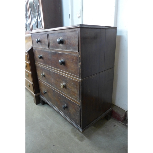 220 - A George III oak chest of drawers, a/f