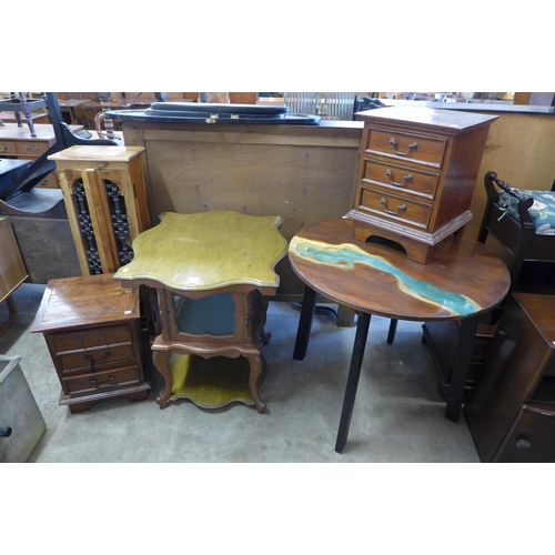 230 - A pair of small hardwood chests, a pine bookcase, a painted cabinet, etc. (6)