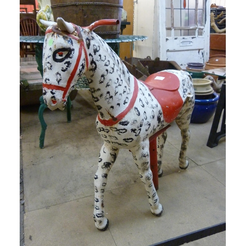 262 - A painted metal fairground ride horse seat