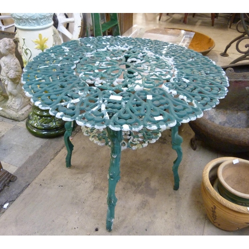 264 - A painted cast alloy garden table