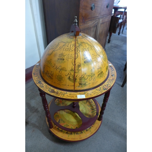 32 - A terrestrial globe cocktail cabinet/trolley