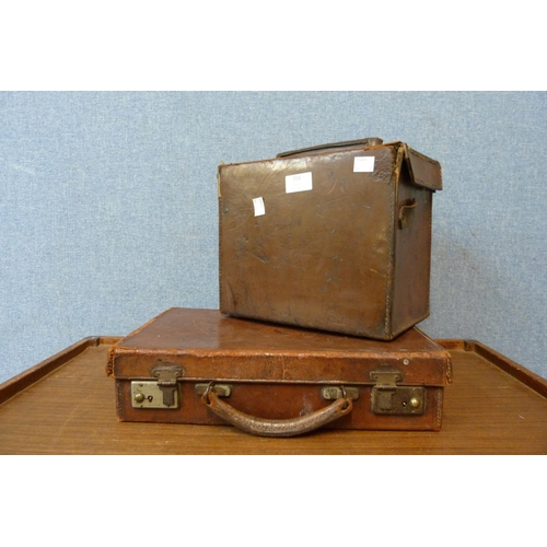 358 - Two small vintage leather cases