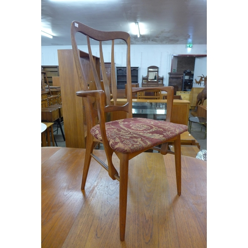 49 - A set of six Danish Koefoeds Hornslet teak Ingrid dining chairs, designed by Niels Koefoed