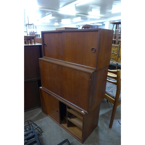 76 - Assorted Danish teak room divider cabinets and black metal ladders