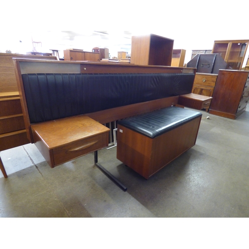 78A - A G-Plan Fresco teak and black vinyl headboard and blanket box