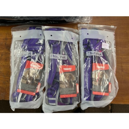 2052 - Three Think Pet dog harnesses, purple, sealed