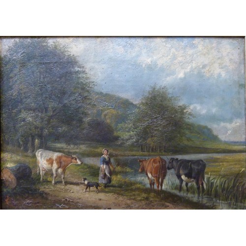 307 - Charles Sillem Lidderdale R.B.A. (1831-1895), rural landscape with cattle, oil on canvas, framed