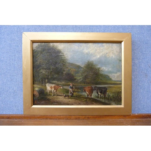 307 - Charles Sillem Lidderdale R.B.A. (1831-1895), rural landscape with cattle, oil on canvas, framed