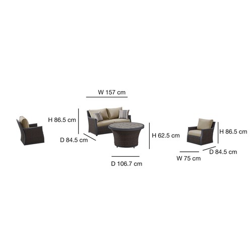 31 - Ove Decors Barcelona Four Piece Deep Seating Set, original RRP £2166.66 + VAT - dented table (4152-1... 