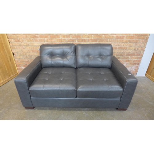 24 - A pair of Montana slate leather pinched back large two seater sofas (H=90cm x W=170cm x D=100cm)