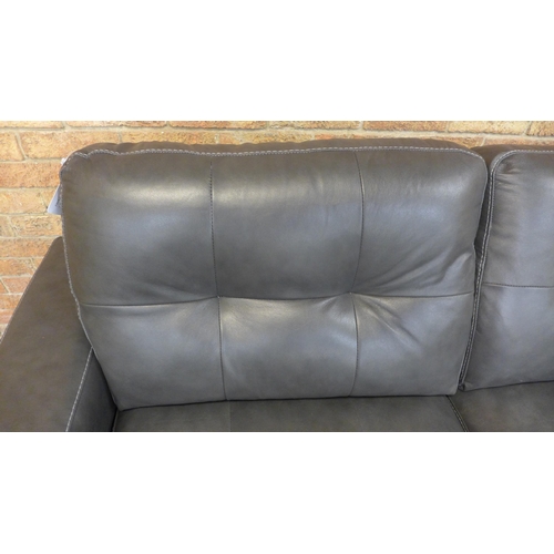 24 - A pair of Montana slate leather pinched back large two seater sofas (H=90cm x W=170cm x D=100cm)