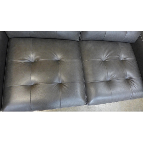 24 - A pair of Montana slate leather pinched back large two seater sofas (H=90cm x W=170cm x D=100cm)