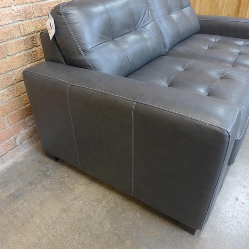 24 - A pair of Montana slate leather pinched back large two seater sofas (H=90cm x W=170cm x D=100cm)