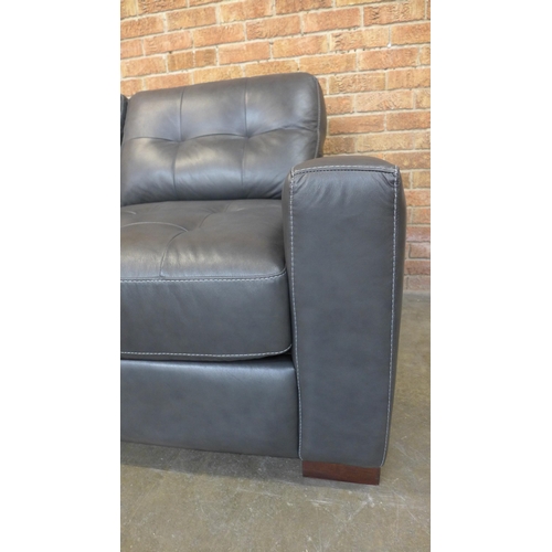 24 - A pair of Montana slate leather pinched back large two seater sofas (H=90cm x W=170cm x D=100cm)