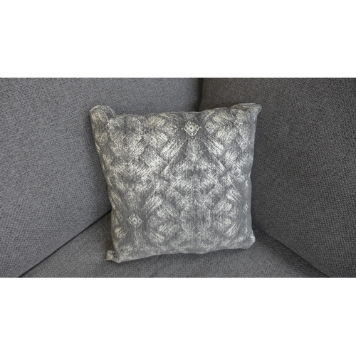 12 - A grey/mushroom upholstered RHF corner sofa (H=85cm x W=297cm x D (Return)=226cm)