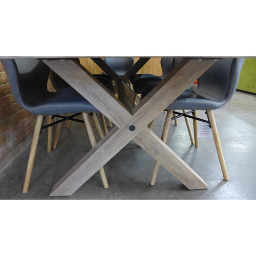 19 - A Kamala 2m dining table and eight grey Durado chairs (H=77cm x W=200cm x D=95cm)