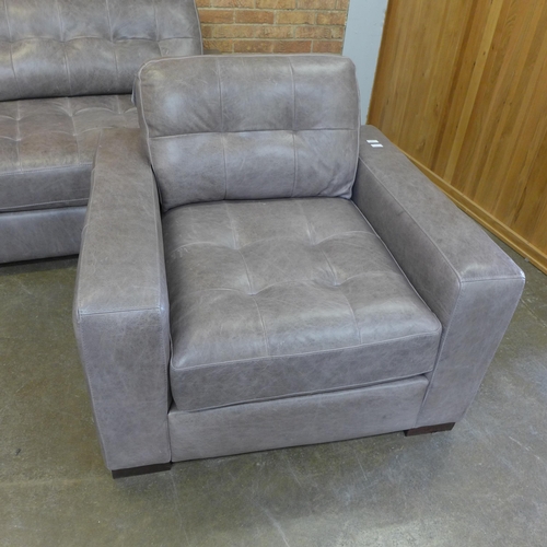 30 - A Montana fog leather pinched back large three seater sofa and armchair (Three Seater = H=90cm x W=2... 