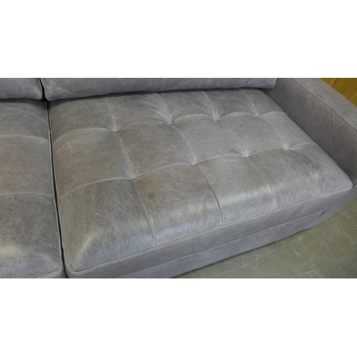 30 - A Montana fog leather pinched back large three seater sofa and armchair (Three Seater = H=90cm x W=2... 