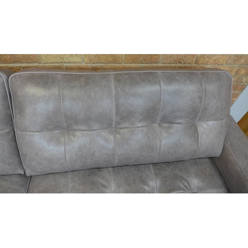 30 - A Montana fog leather pinched back large three seater sofa and armchair (Three Seater = H=90cm x W=2... 