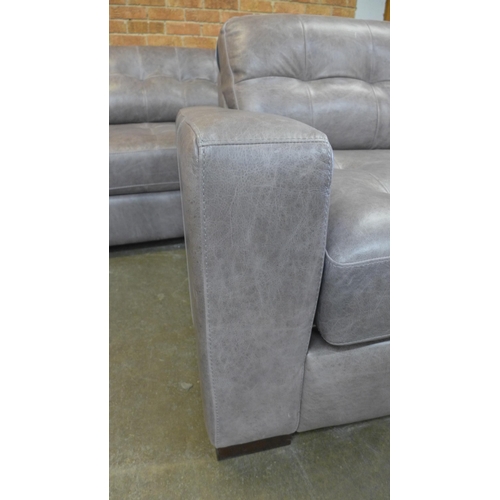 30 - A Montana fog leather pinched back large three seater sofa and armchair (Three Seater = H=90cm x W=2... 