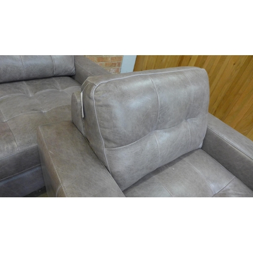 30 - A Montana fog leather pinched back large three seater sofa and armchair (Three Seater = H=90cm x W=2... 