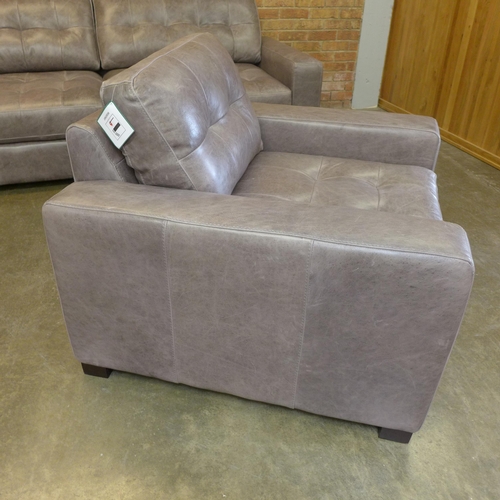 30 - A Montana fog leather pinched back large three seater sofa and armchair (Three Seater = H=90cm x W=2... 