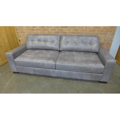 30 - A Montana fog leather pinched back large three seater sofa and armchair (Three Seater = H=90cm x W=2... 