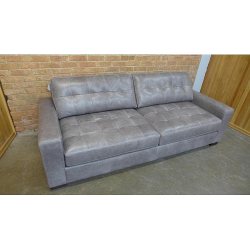 30 - A Montana fog leather pinched back large three seater sofa and armchair (Three Seater = H=90cm x W=2... 