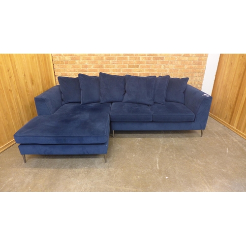 8 - A midnight blue velvet LHF corner sofa (H=90cm x W=265 x D (Return)=164cm)