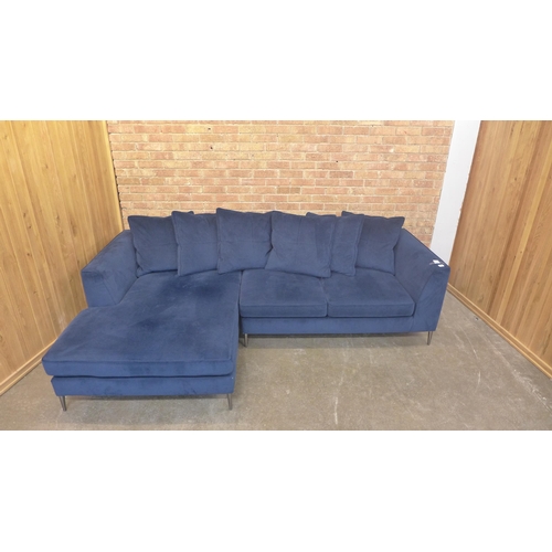 8 - A midnight blue velvet LHF corner sofa (H=90cm x W=265 x D (Return)=164cm)