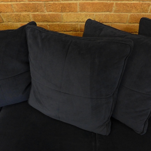 8 - A midnight blue velvet LHF corner sofa (H=90cm x W=265 x D (Return)=164cm)