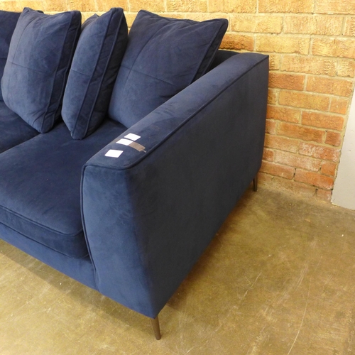 8 - A midnight blue velvet LHF corner sofa (H=90cm x W=265 x D (Return)=164cm)