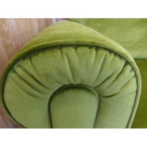 9 - A moss green velvet four and 2.5 seater sofa (Four Seater = H=100cm x W=237cm x D=106cm, 2.5 Seater ... 