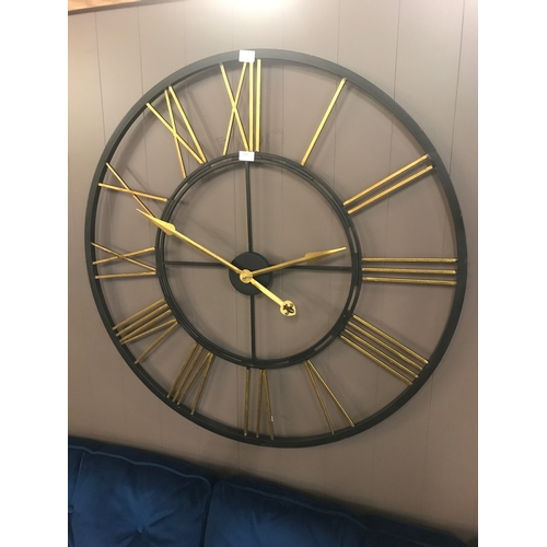 1373 - A large skeleton clock with gold numerals