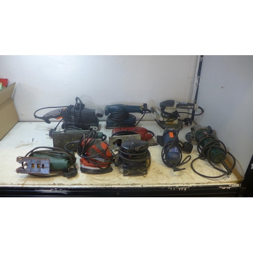 2009 - Box of power tools including performance power, BOSCH, Black & Decker, Rapesco etc