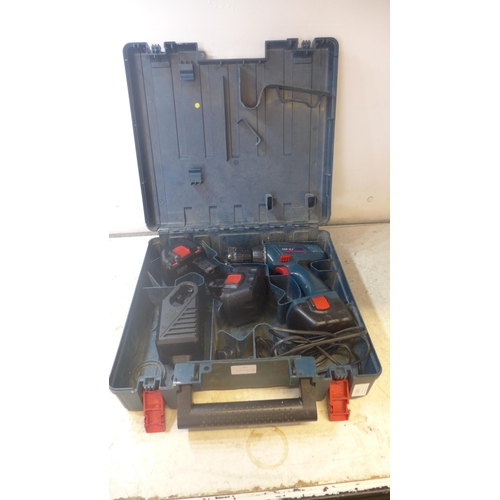 2021 - BOSCH GSR 12-2 professional power drill in case, with three batteries and charger