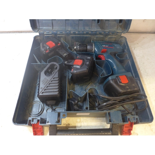 2021 - BOSCH GSR 12-2 professional power drill in case, with three batteries and charger