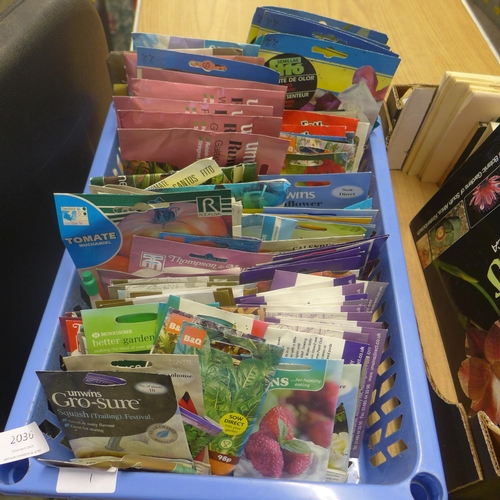 2036 - Tray of seeds and approx. 20 gardening books