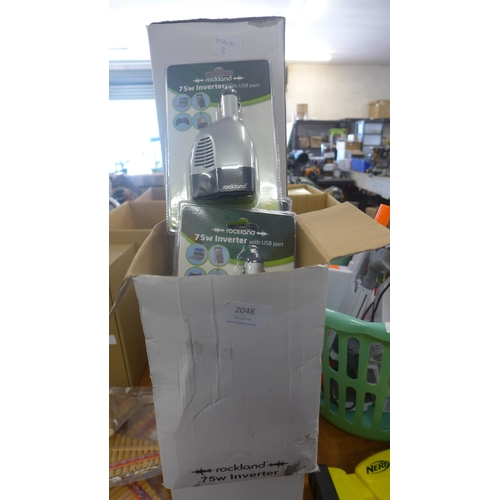 2048 - 7 Boxes of Rockland 75w inverters (3 in each box)