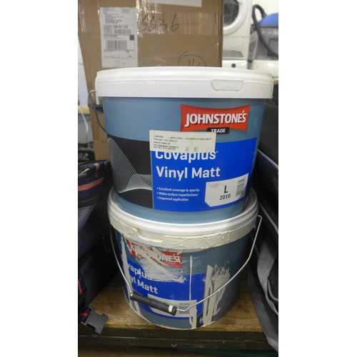 2086 - 2 Tubs of Johnstones vinyl matt paint, 10ltr (one part full)