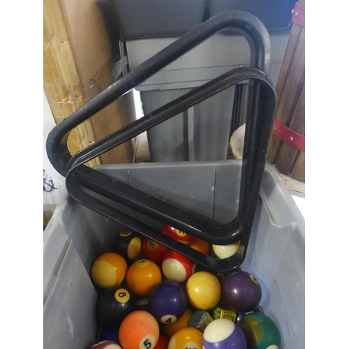 2141 - Approx. 2 sets of pool balls, triangle and chalk