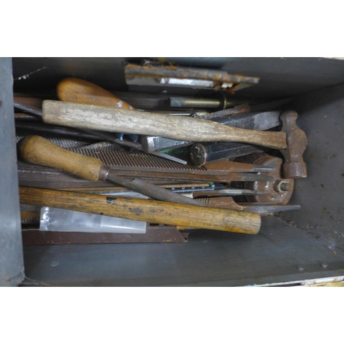 2159 - Two metal tool boxes with tools