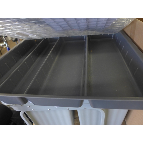 2166 - 2 Section pull-out kitchen bin and pull out wire basket