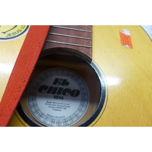 2196 - Terada acoustic guitar, Falcon acoustic guitar, El Chilo 1514 acoustic guitar (no strings) and tarta... 