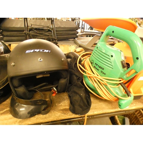 2067 - Performance Power PP1800 Blow Vac, Spada motorcycle helmet & small 2-wheeled trolley