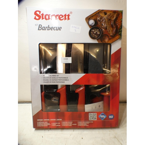 2208 - Starrett BBQ knife set, boxed and unused