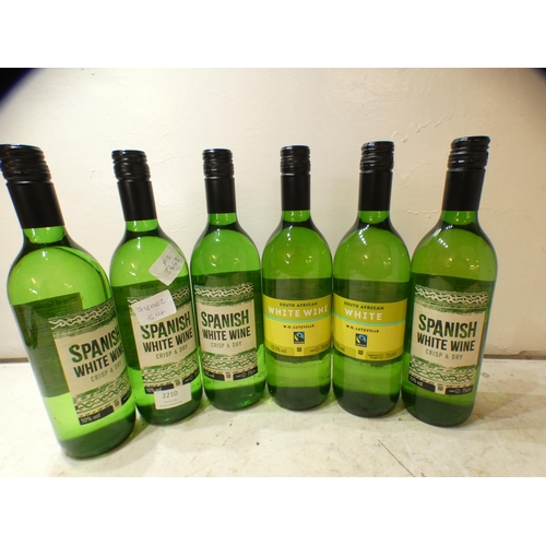 2210 - Four bottles of Spanish white wine and two bottles of South African white wine