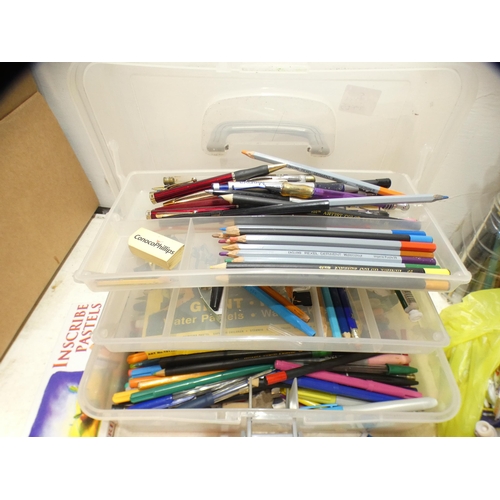 2230 - Quantity of art equipment including, pens, pencils, paint brushes, paper etc