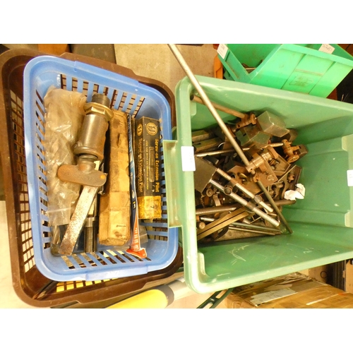 2249 - 3 Plastic trays of engineering tools; taps, dies, etc.