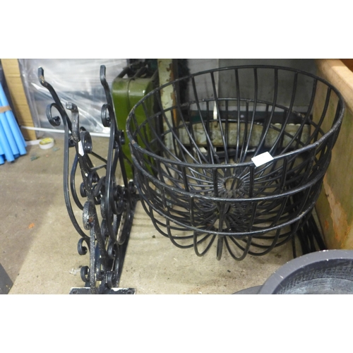 2384 - 3 sets of 57cm cast iron hanging baskets